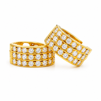 AVIRRA Gold Filled Multi-Row Diamond style Huggie Earrings