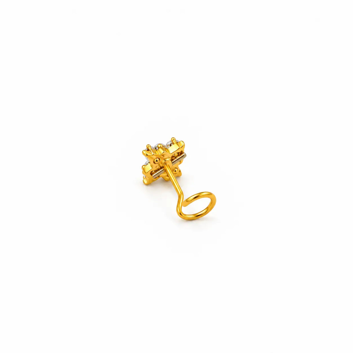 AVIRRA Gold Filled Floral Crystal Wired Nose Pin