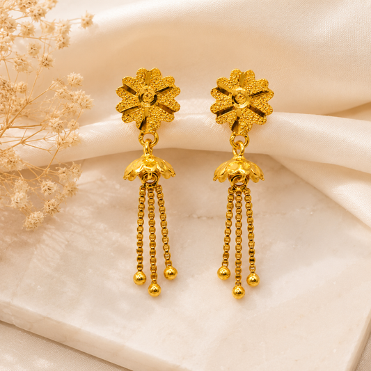 AVIRRA Gold Filled Floral Tassel Drop Earrings