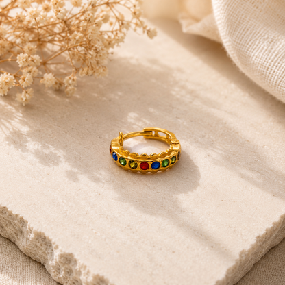 AVIRRA Gold Filled Multi-Color Crystal Hoop Nose Ring