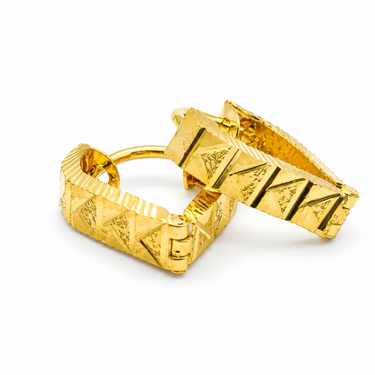 AVIRRA Gold Filled Geometric Engraved Huggie Earrings