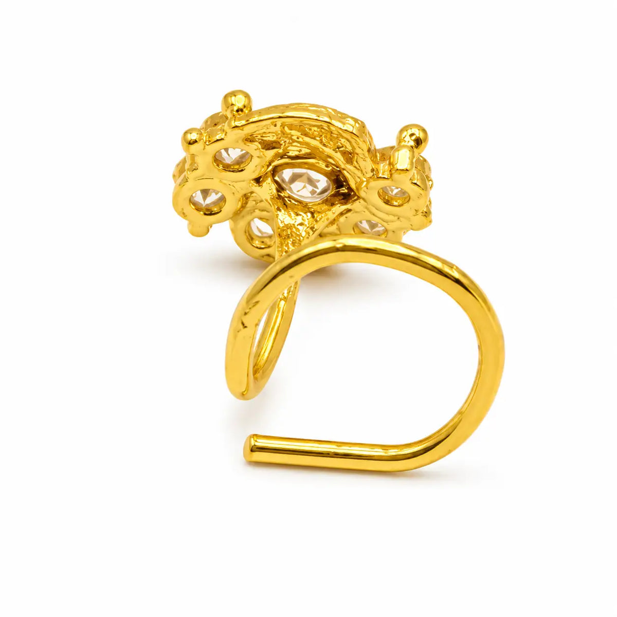AVIRRA Gold Filled Floral Crystal Wired  Nose Pin