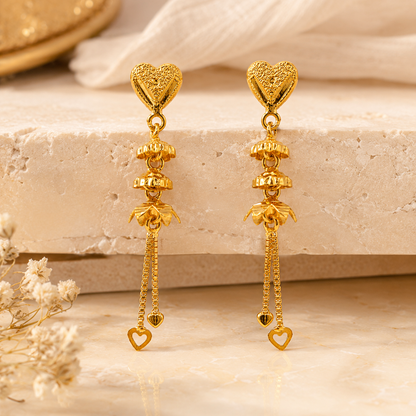 AVIRRA Gold Filled Heart Bell Tassel Earrings