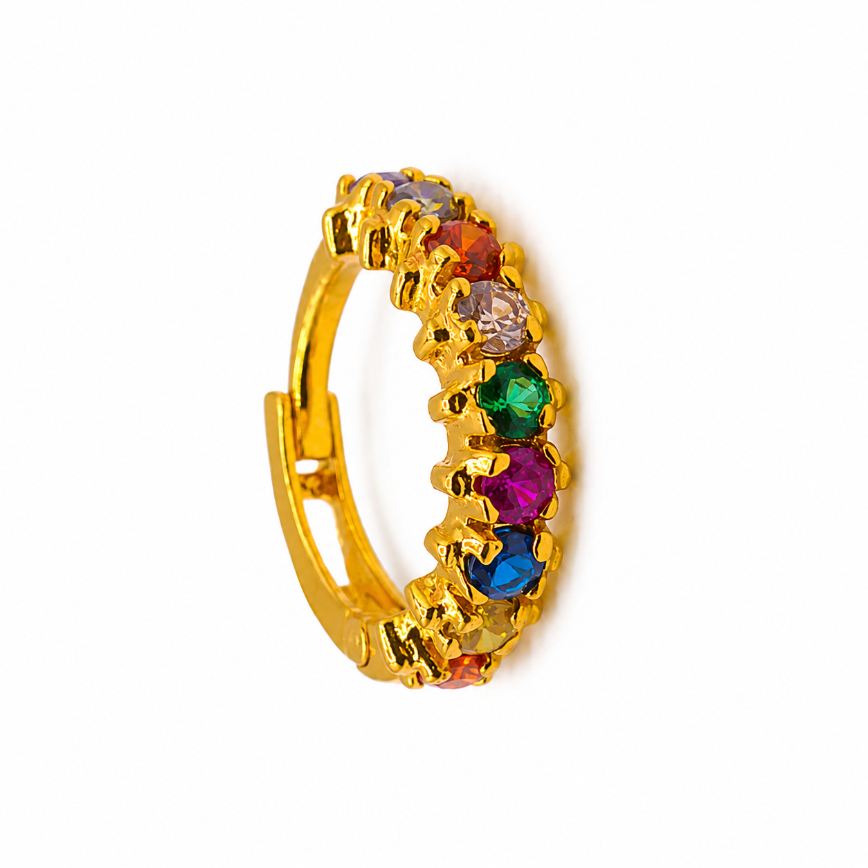 AVIRRA Gold Filled Multi-Color Crystal Half Hoop Nose Ring