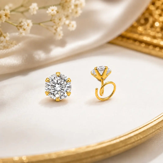 AVIRRA Gold Filled Classic Round Crystal Wired Nose Pin