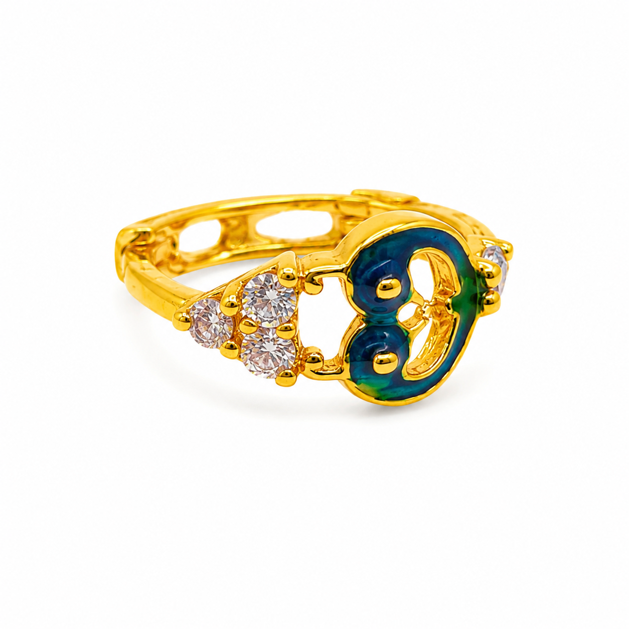 AVIRRA Gold Filled Twin Peacock Crystal Hoop Nose Ring