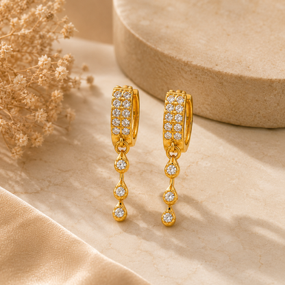 AVIRRA Gold Filled Crystal Drop Huggie Earrings