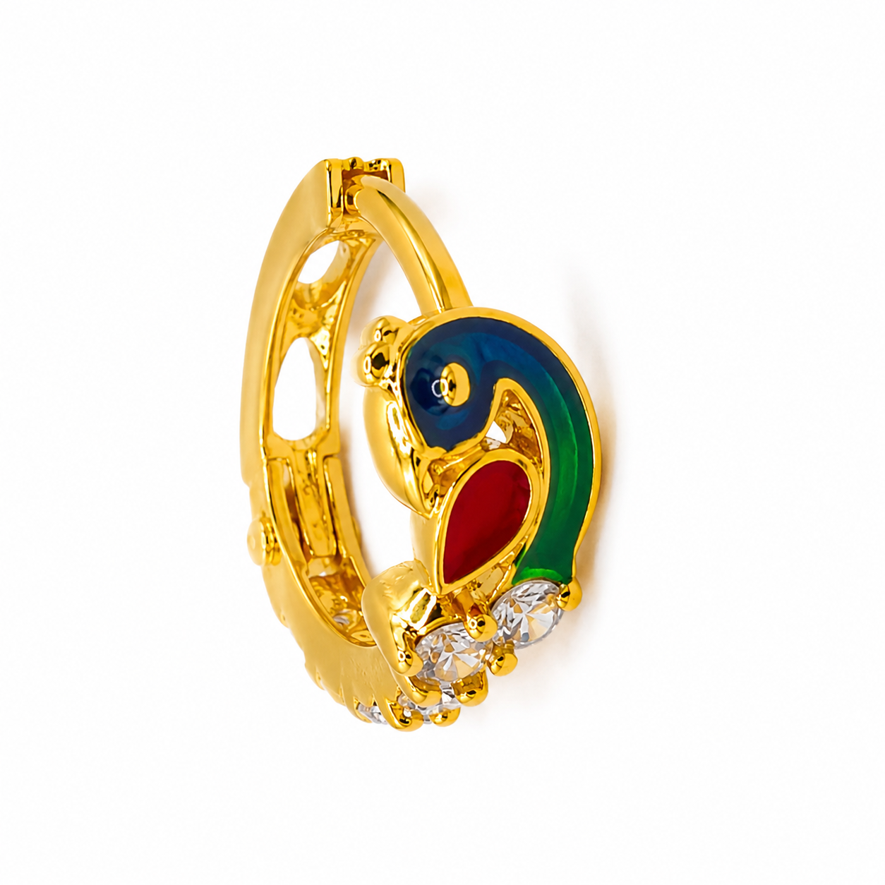 AVIRRA Gold Filled Peacock Crystal Hoop Nose Ring