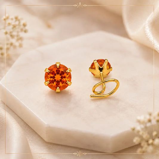 AVIRRA Gold Filled Orange Crystal Wired Nose Pin