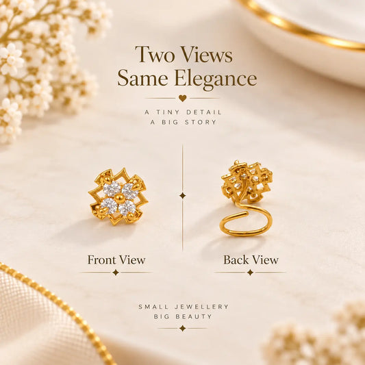 AVIRRA Gold Filled Floral Crystal Nose Pin