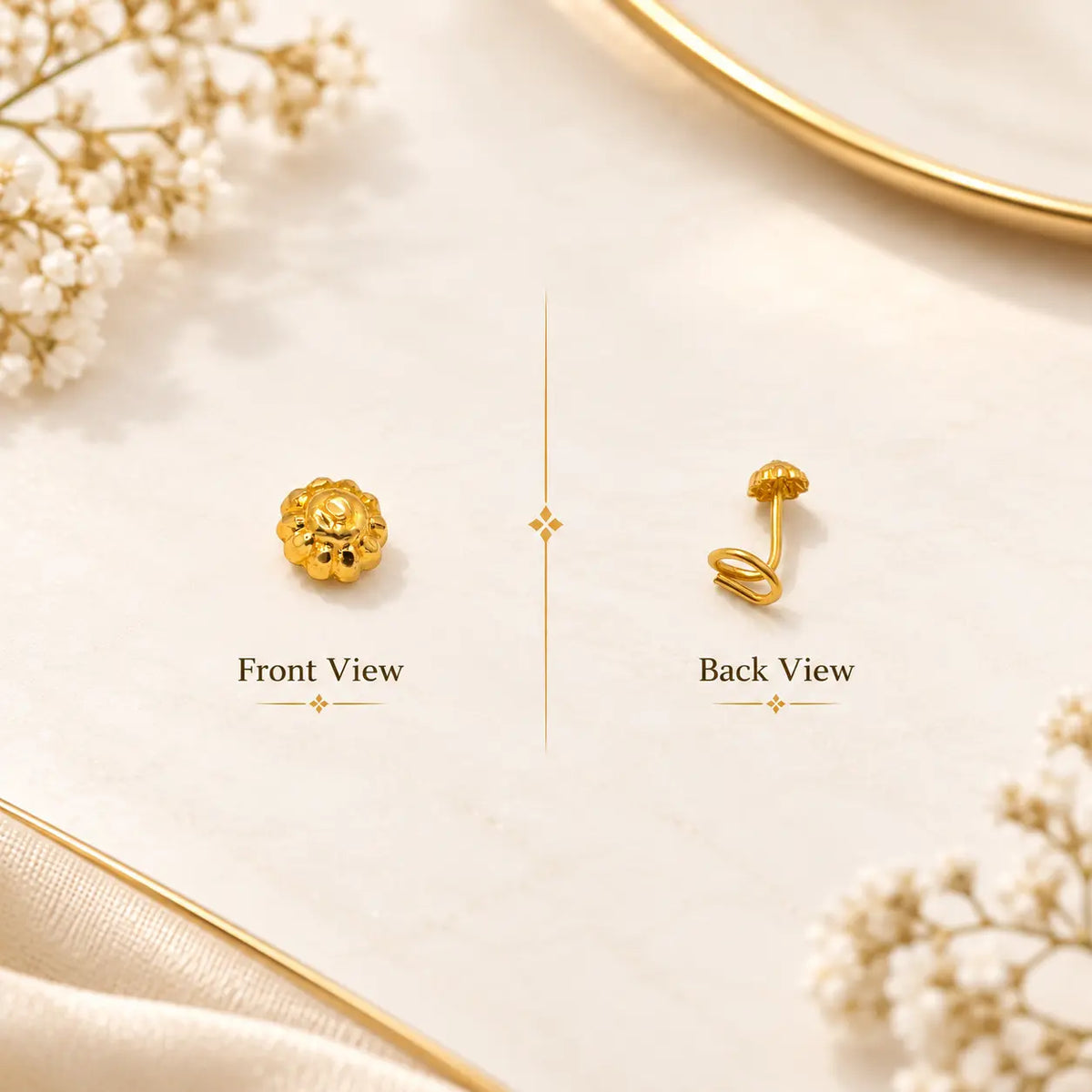 AVIRRA Gold Filled Floral Beaded Nose Pin