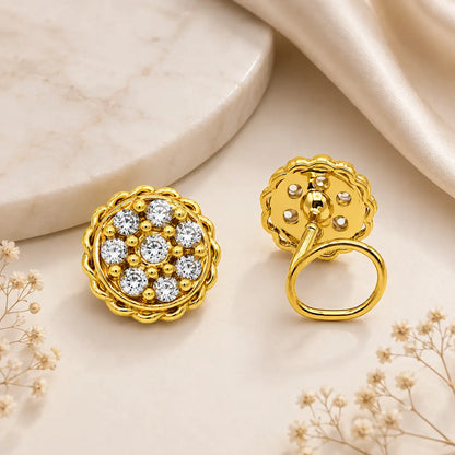 AVIRRA Gold Filled Floral Crystal Statement Wired Nose Pin