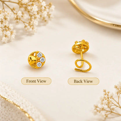 AVIRRA Gold Filled Triple Crystal Ball  Wired Nose Pin
