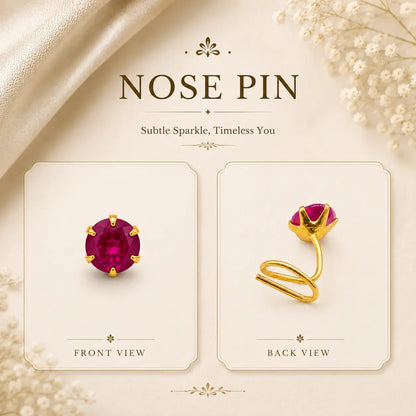 AVIRRA Gold Filled Ruby Red Crystal Wired Nose Pin