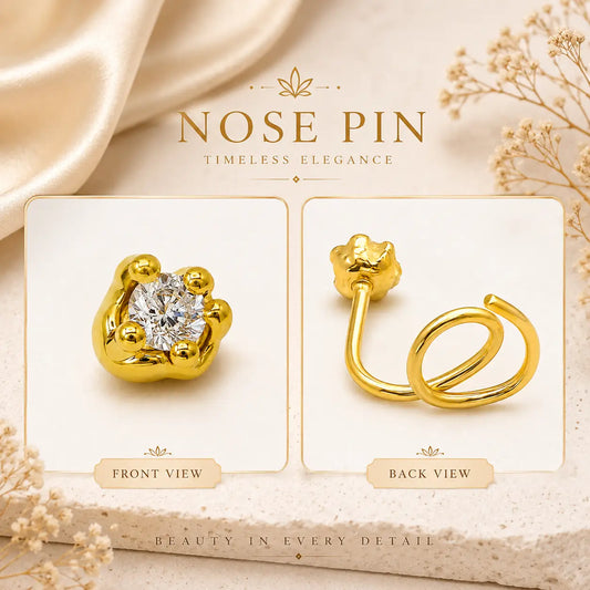 AVIRRA Gold Filled Classic Solitaire Crystal Wired Nose Pin