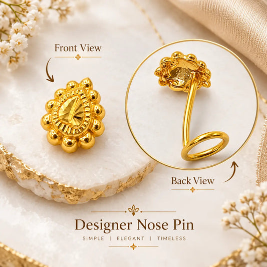AVIRRA Gold Filled Paisley Floral Wired Nose Pin