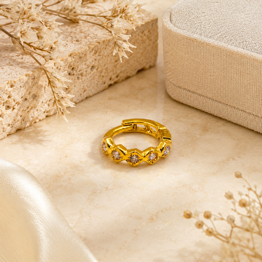 AVIRRA Gold Filled Crystal Heart Pattern Hoop Nose Ring