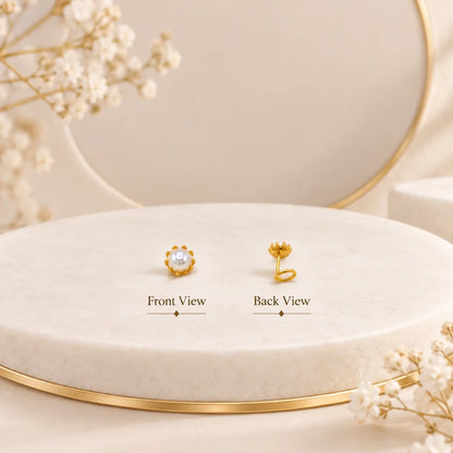 AVIRRA Gold Filled Pearl Floral Nose Pin