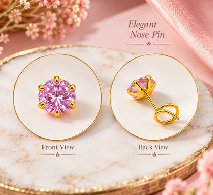 AVIRRA Gold Filled Pink Crystal Wired Nose Pin