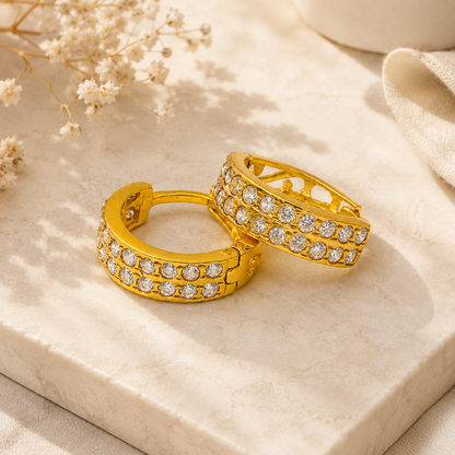 AVIRRA Gold Filled Diamond style Crystal Hoop Earrings