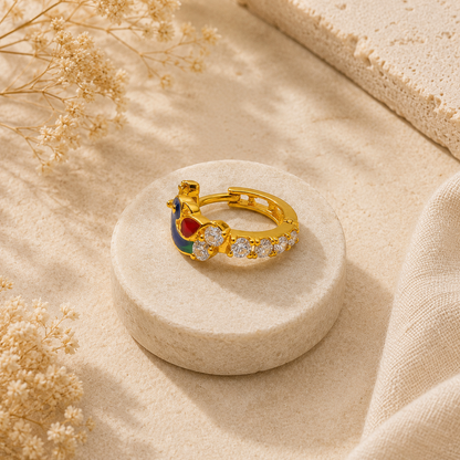 AVIRRA Gold Filled Peacock Crystal Hoop Nose Ring