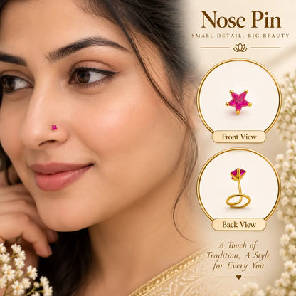 AVIRRA Gold Filled Pink Star Wired Nose Pin