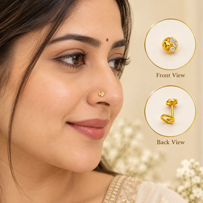AVIRRA Gold Filled Triple Crystal Ball  Wired Nose Pin