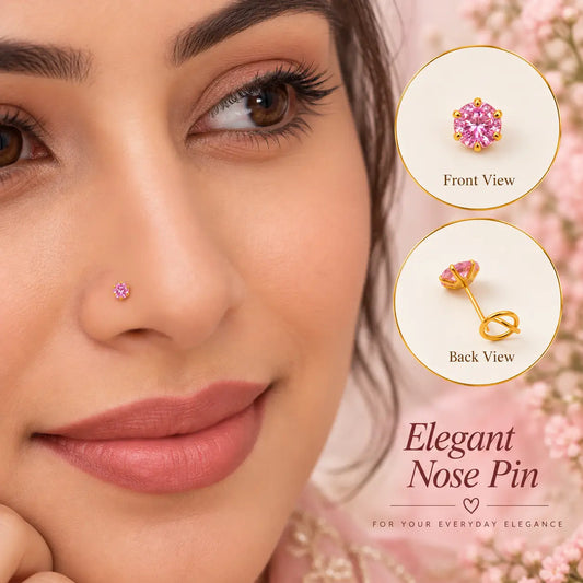 AVIRRA Gold Filled Pink Crystal Wired Nose Pin