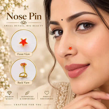 AVIRRA Gold Filled Orange Star Wired Nose Pin