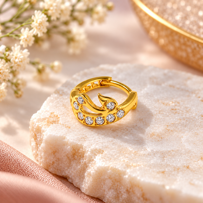 AVIRRA Gold Filled Floral Leaf CZ Nose Ring