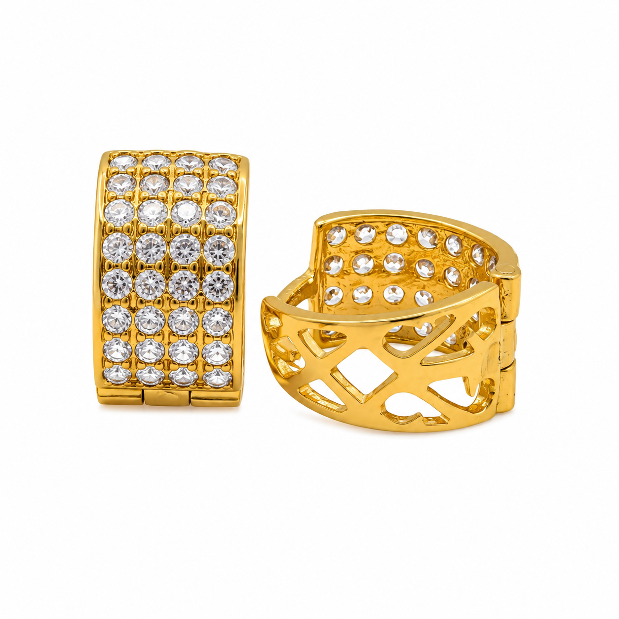 AVIRRA Gold Filled Diamond style Wide Huggie Earrings