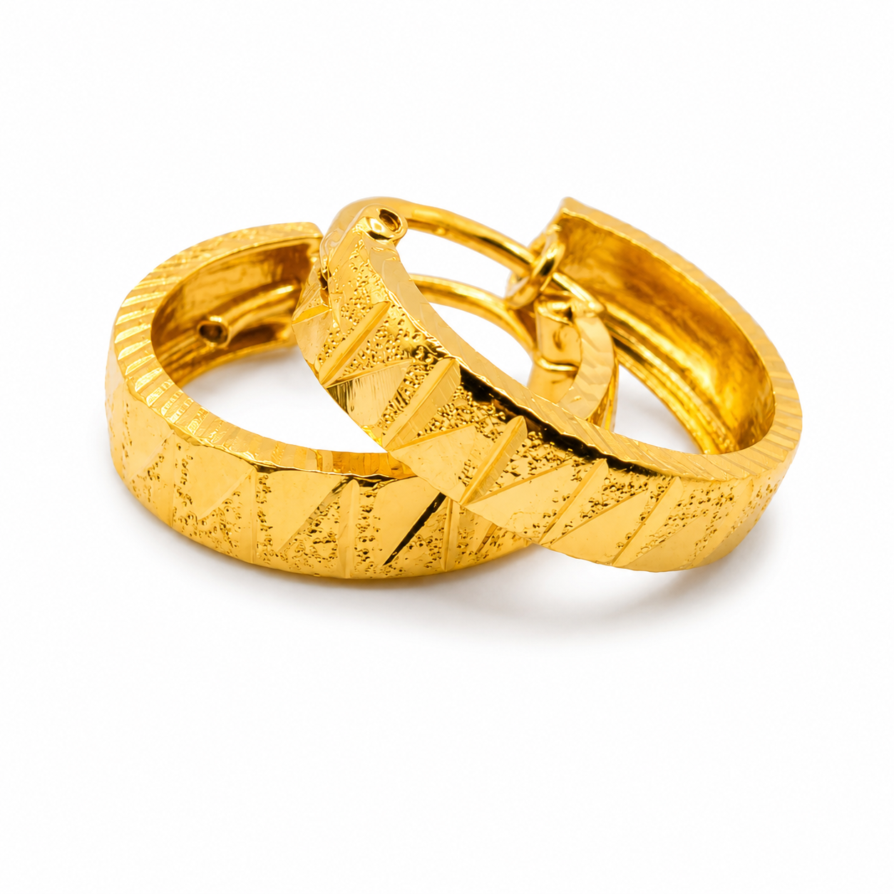 AVIRRA Gold Filled Textured Hoop Earrings