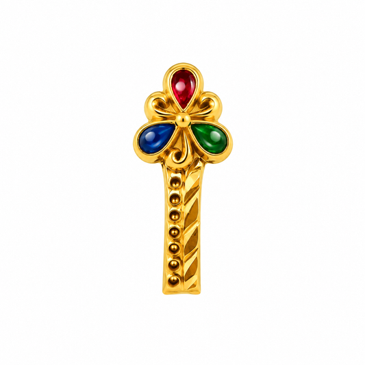 AVIRRA Gold Filled Multicolor Floral Designer  Stud Nose Pin