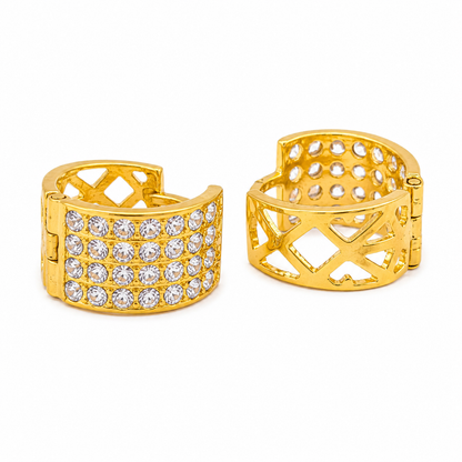 AVIRRA Gold Filled Diamond style Wide Huggie Earrings