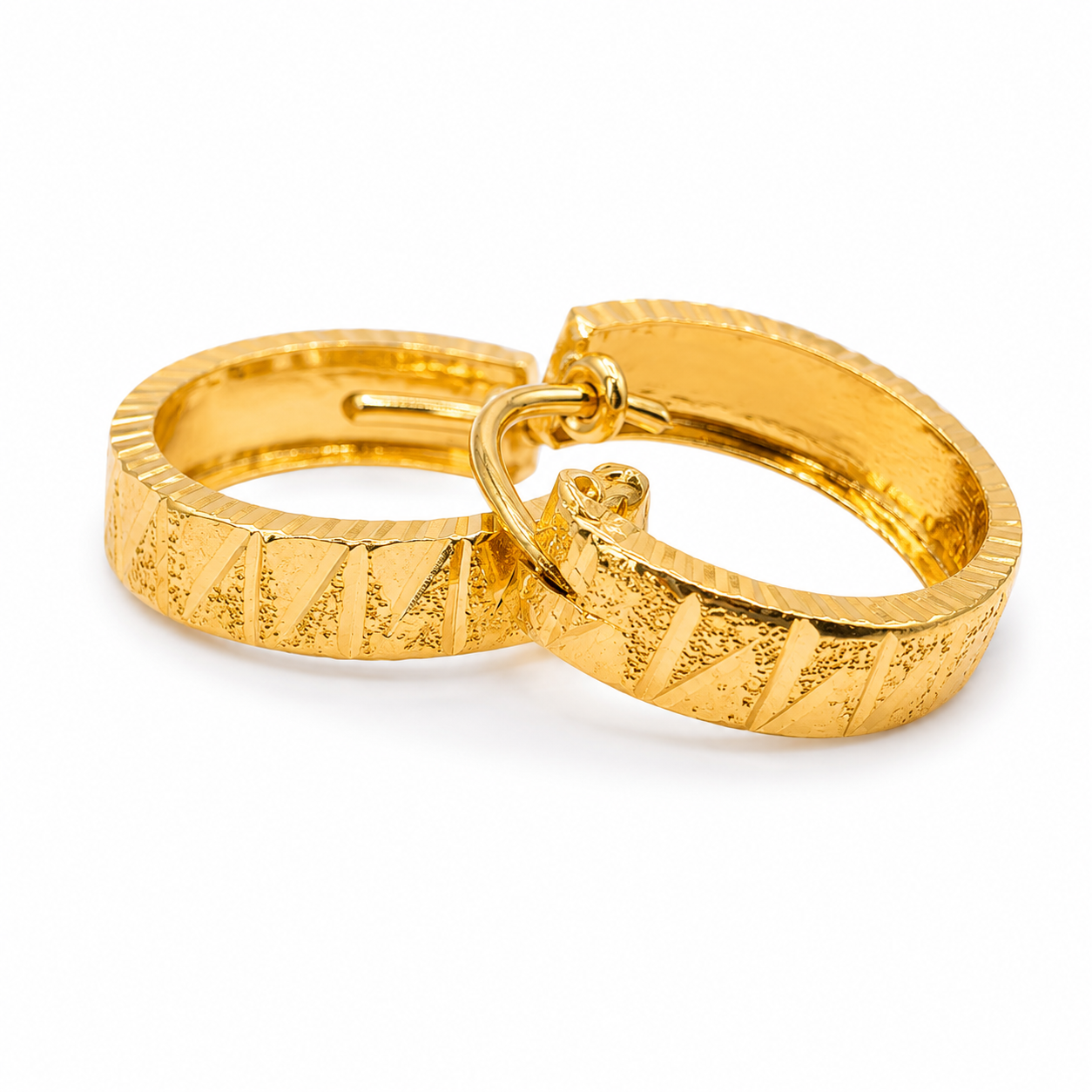 AVIRRA Gold Filled Textured Hoop Earrings
