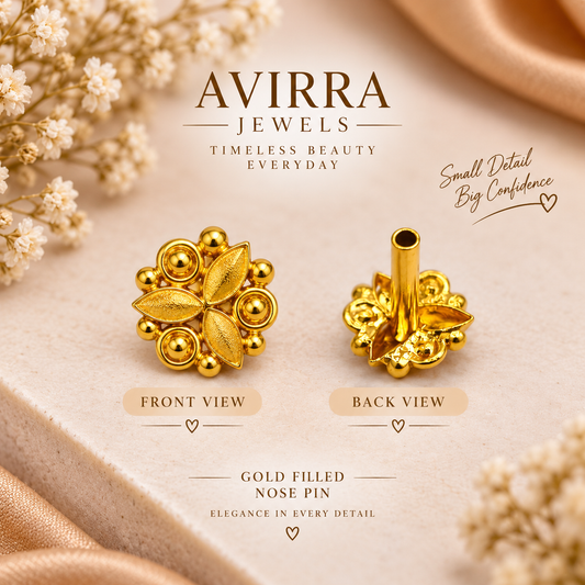 AVIRRA Gold Filled Floral Loop  Stud Nose Pin