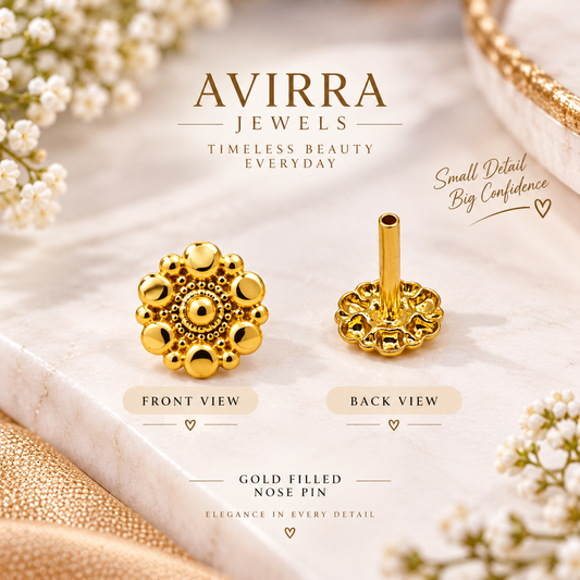 AVIRRA Gold Filled Floral Mandala  Stud  Nose Pin
