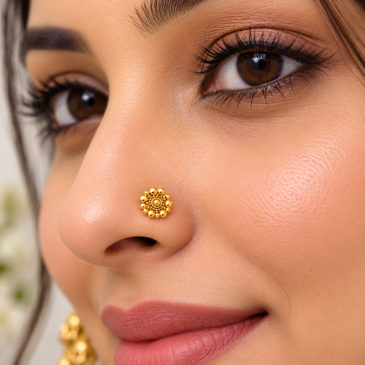 AVIRRA Gold Filled Floral Mandala  Stud  Nose Pin