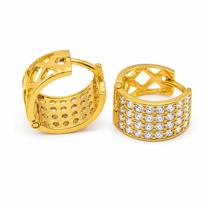 AVIRRA Gold Filled Diamond style Wide Huggie Earrings