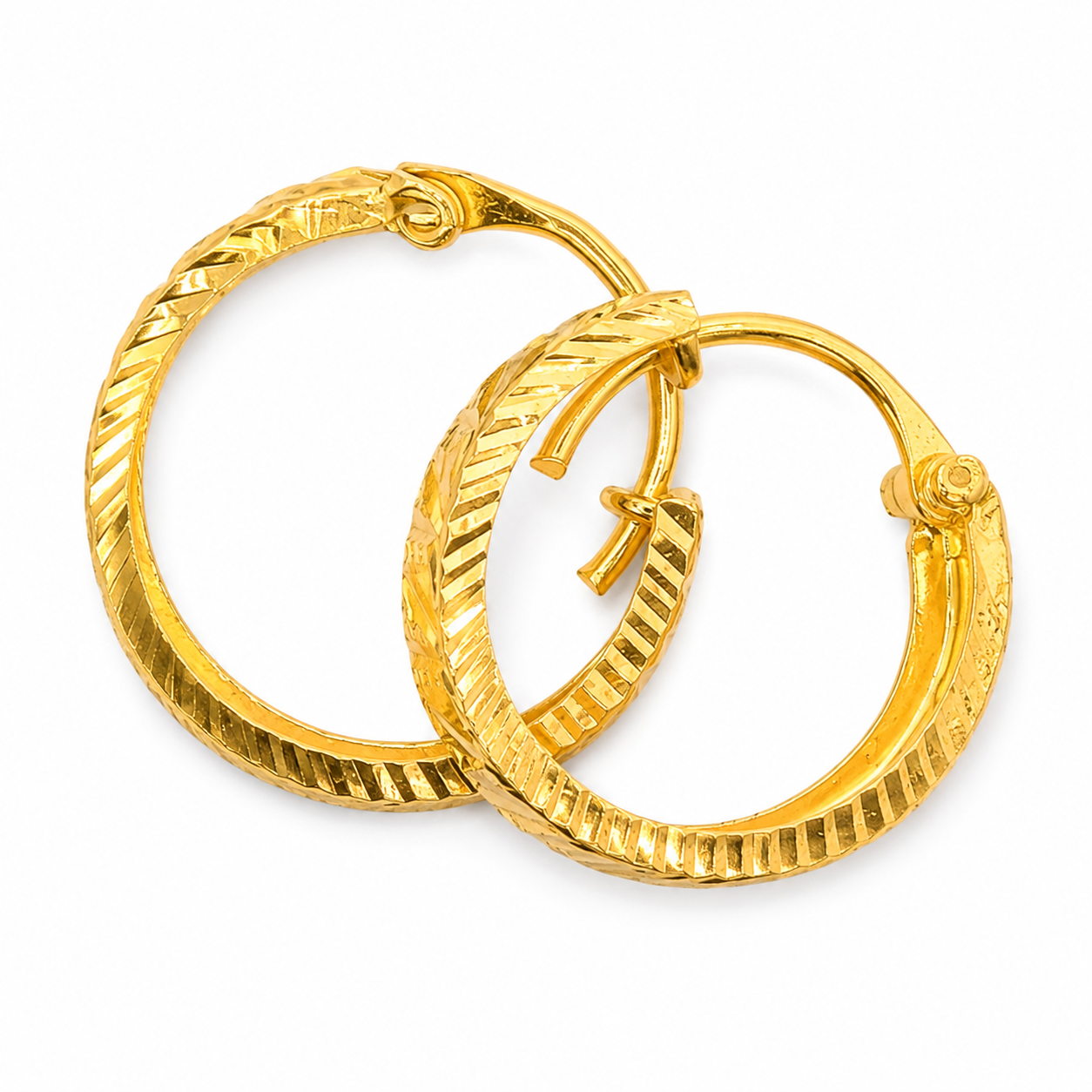 AVIRRA Gold Filled Textured Hoop Earrings