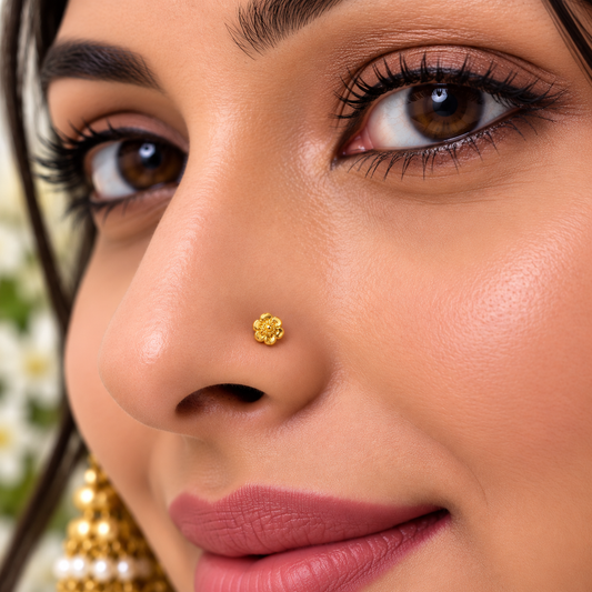 AVIRRA Gold Filled Floral Elegance  Stud Nose Pin