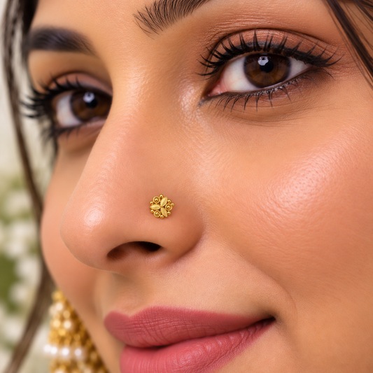 AVIRRA Gold Filled Floral Loop  Stud Nose Pin