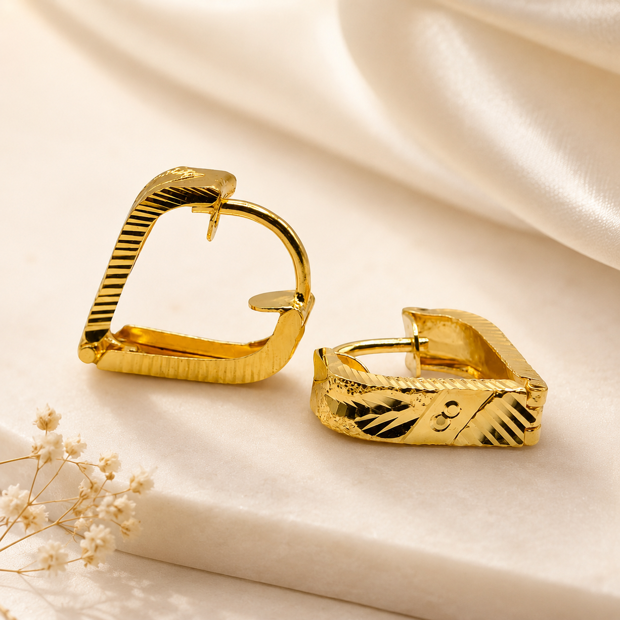 AVIRRA Gold Filled Geometric Heart Hoop Earrings