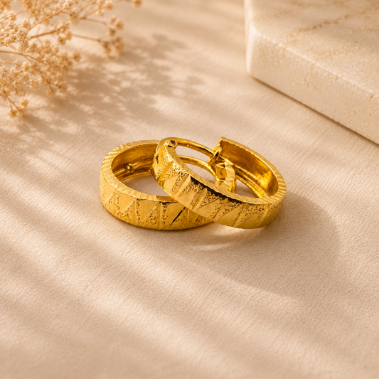 AVIRRA Gold Filled Textured Hoop Earrings