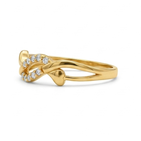 Elegant Gold Infinity Heart Ring with Sparkling Stones for Women