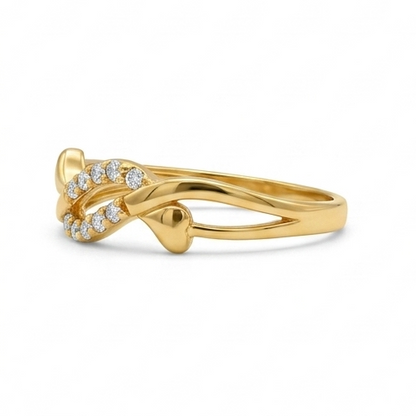 Elegant Gold Infinity Heart Ring with Sparkling Stones for Women