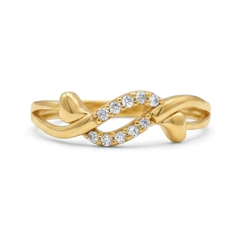 Elegant Gold Infinity Heart Ring with Sparkling Stones for Women