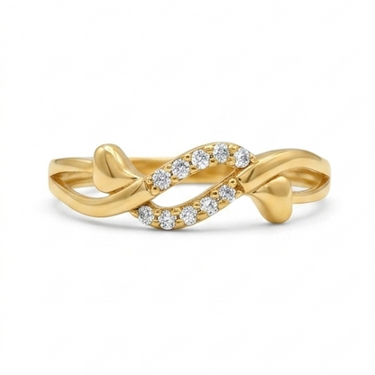 Elegant Gold Infinity Heart Ring with Sparkling Stones for Women