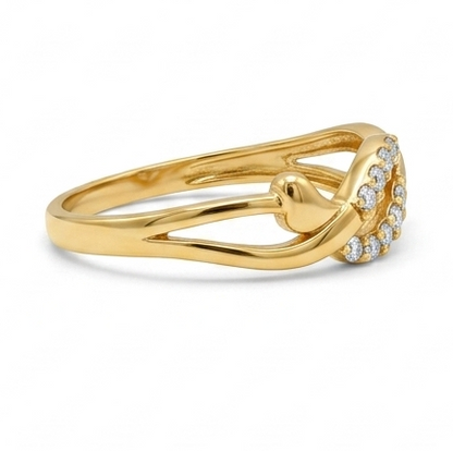 Elegant Gold Infinity Heart Ring with Sparkling Stones for Women