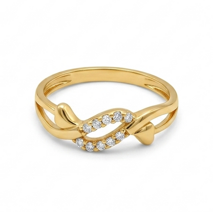 Elegant Gold Infinity Heart Ring with Sparkling Stones for Women